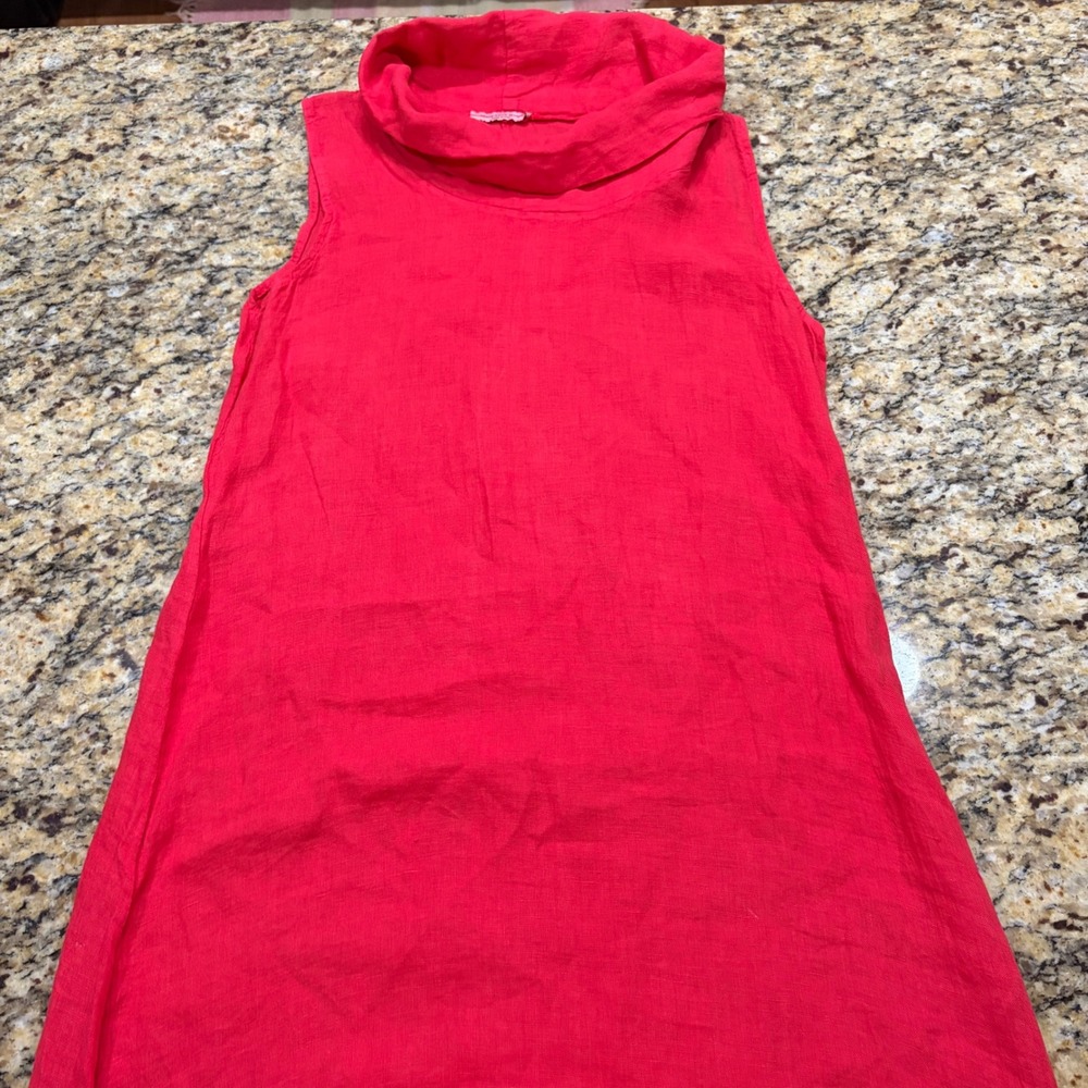 Francesca Bettini Italy Red Linen Cowl Neck Sleeveless Maxi Dress Medium ws